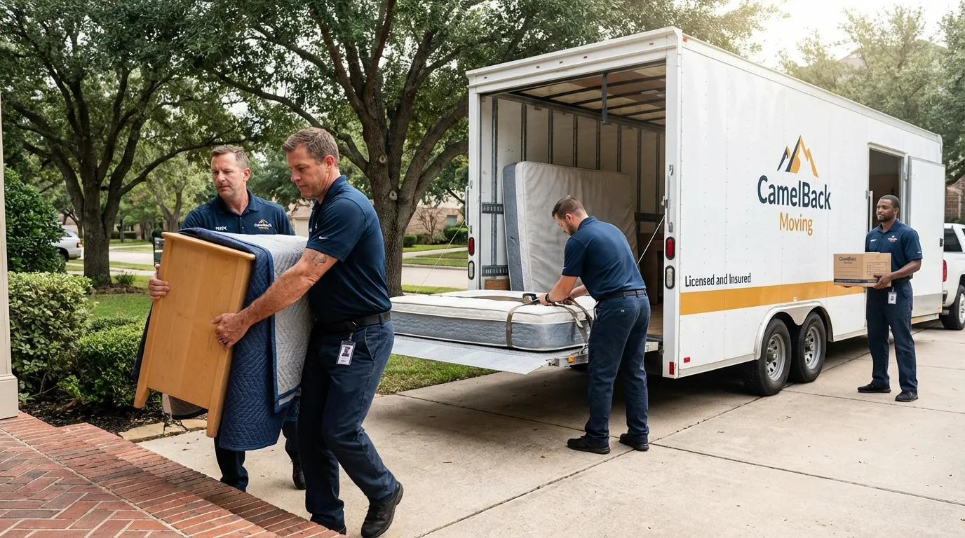 Crew loading residential truck for cross-state move from Wellsville, OH