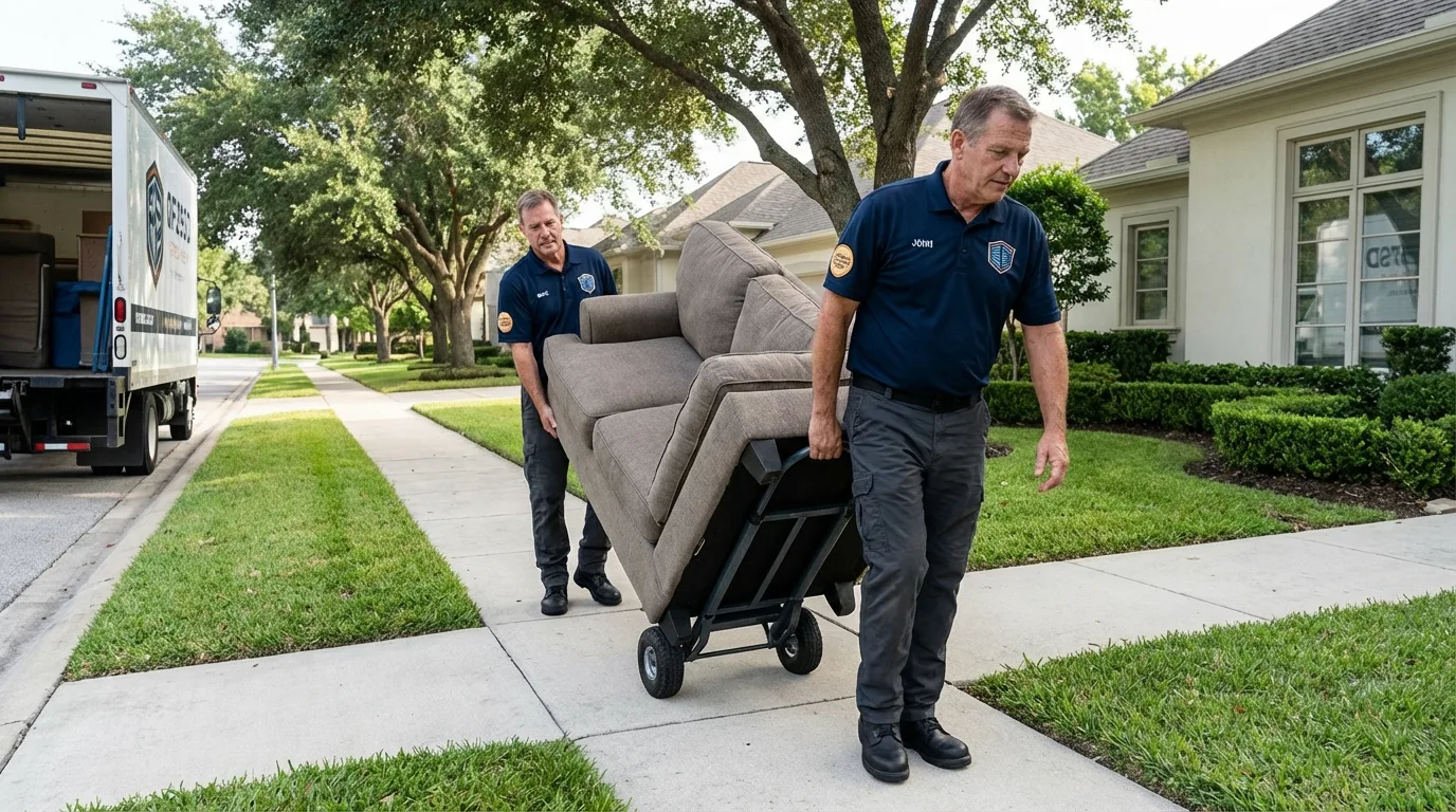 Local residential moving crew loading furniture in Wellsville, OH
